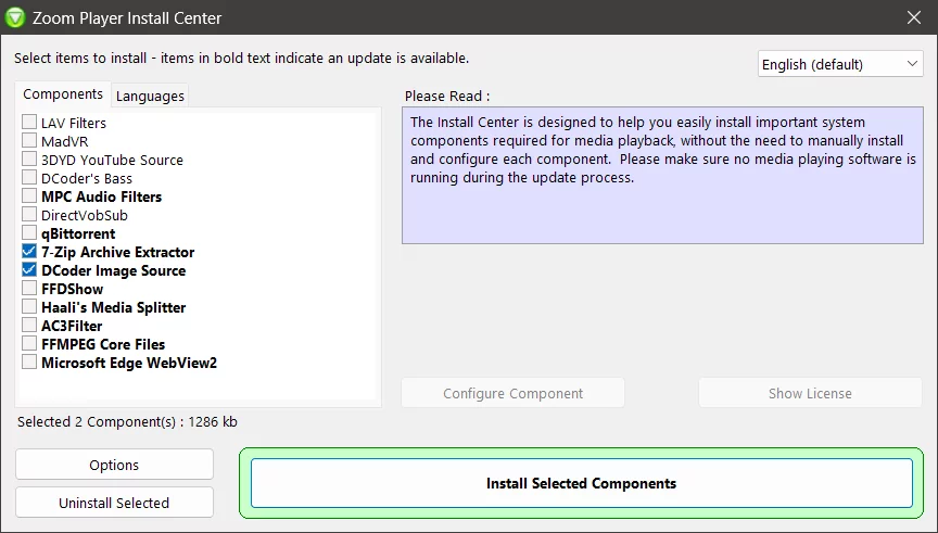 Zoom Player's Install Center