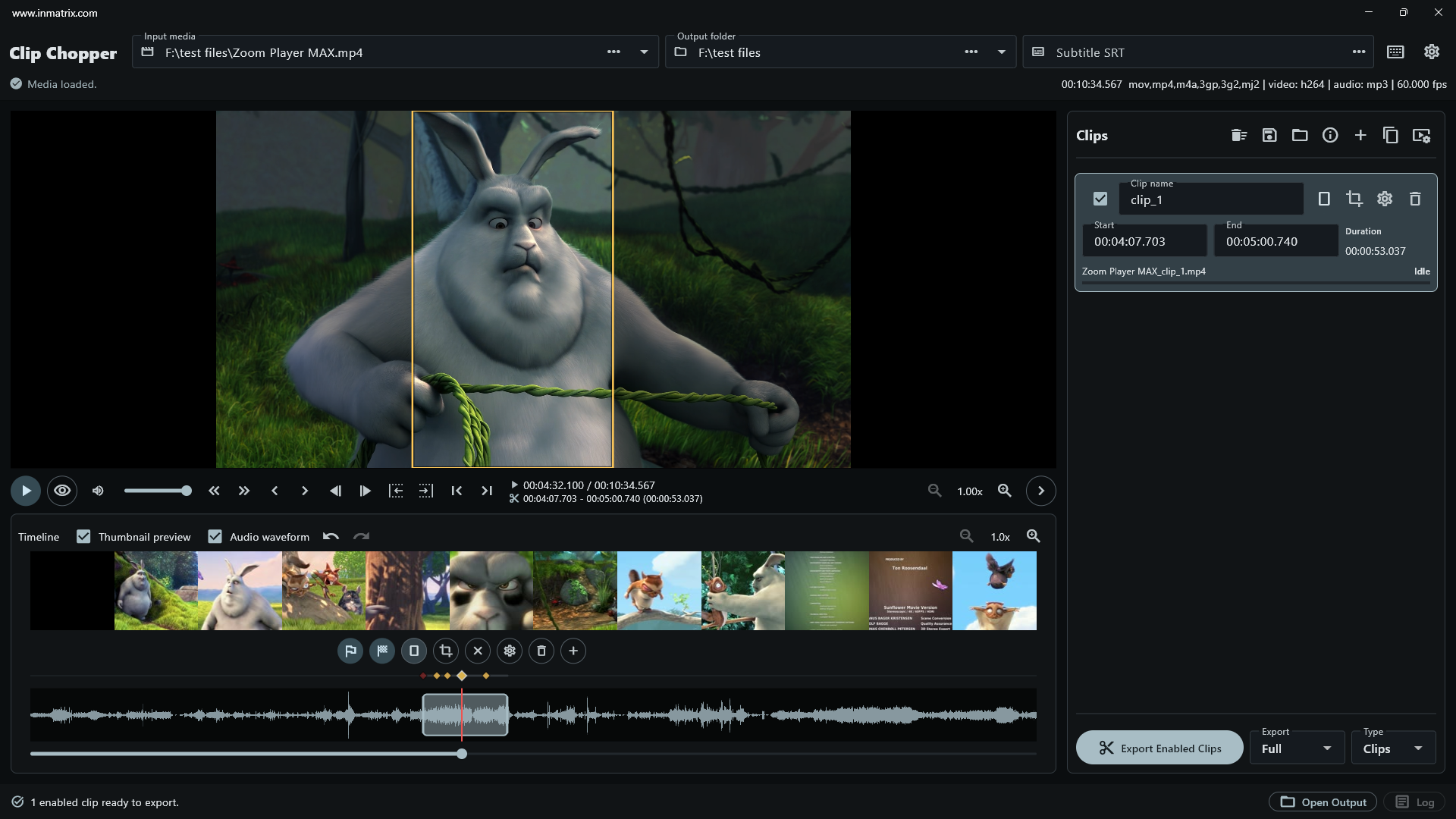 Clip Chopper converting widescreen video to portrait with a 9 by 16 crop frame and reframe points