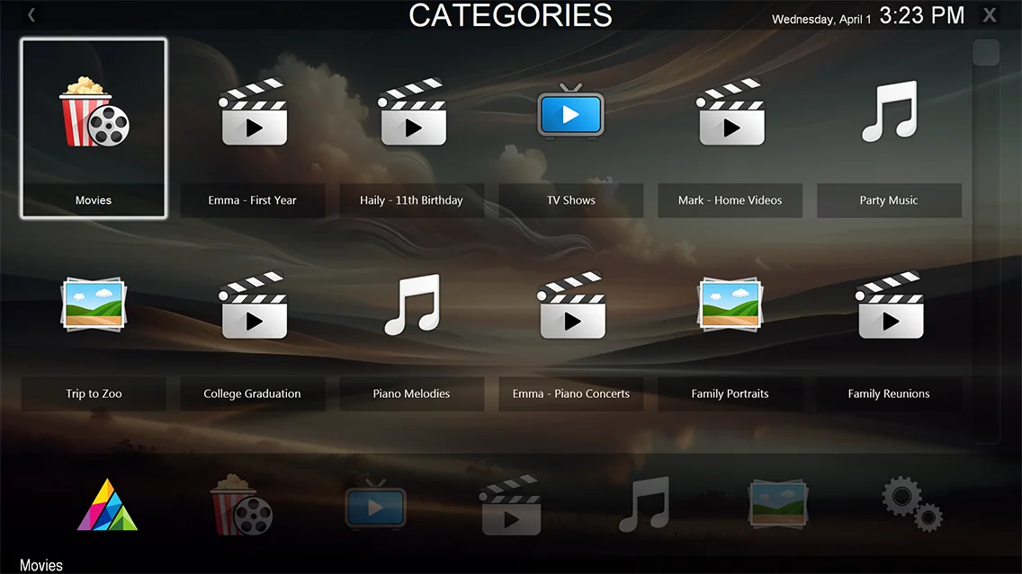 Zoom Player Home Theater Interface - Media Library Categories