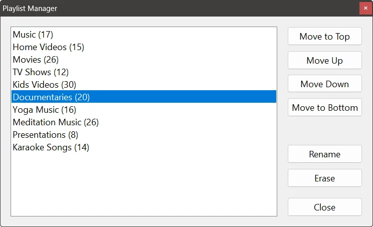 Zoom Player Playlist Manager