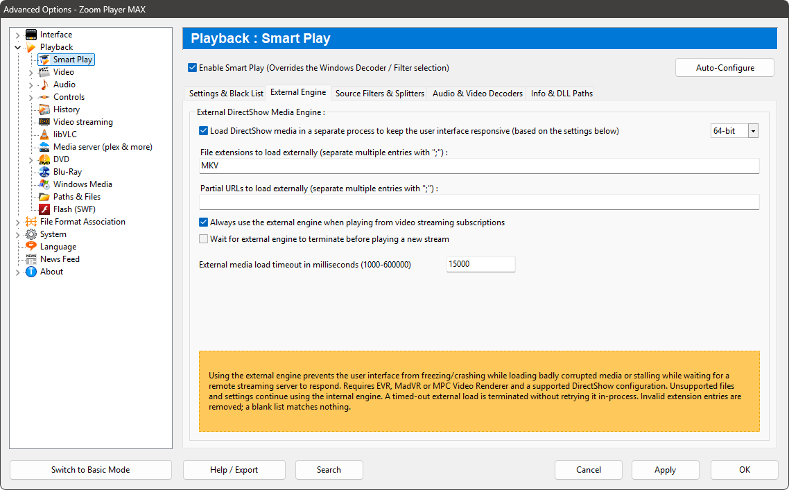 Zoom Player Smart Play 64-bit External Engine