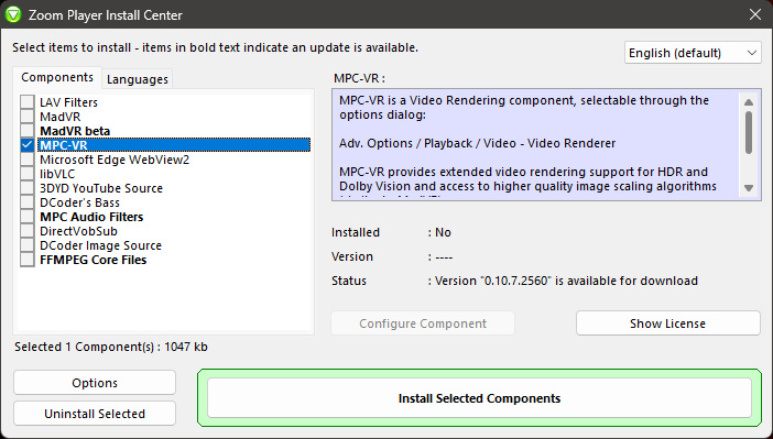 Zoom Player Install Center MPC-VR