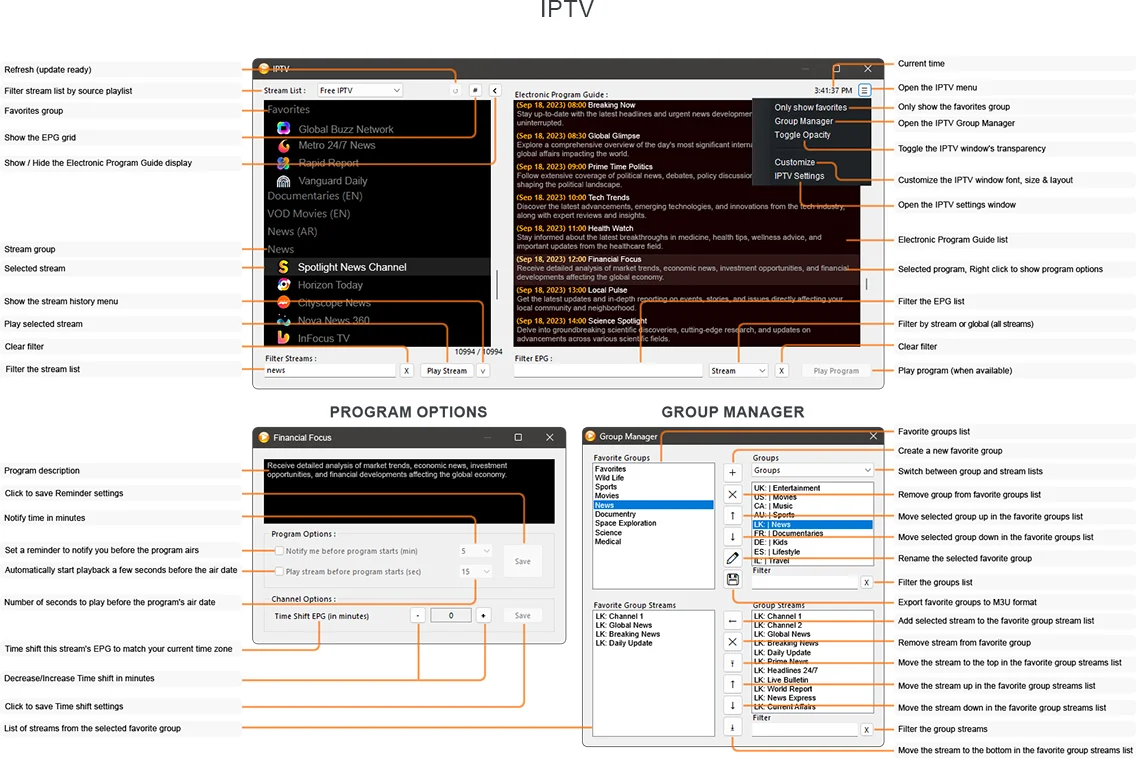 Zoom Player's IPTV Interface