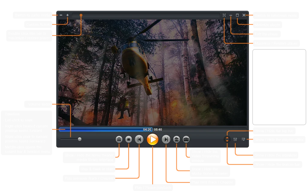 Zoom Player's Windowed user interface