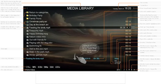 Zoom Player Home Theater : Media Library List View